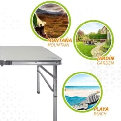 AKTIVE - Table Pliante Avec 2 Tabourets Et Poignée De Transpor, Gris -Aventure Soldes aktive table pliante avec 2 tabourets et poignee de transpor gris 3