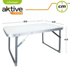 AKTIVE - Table Pliante . Table Basse Blanche En Aluminium - 40x60x40 Cm -Aventure Soldes aktive table pliante table basse blanche en aluminium 40x60x40 cm 3