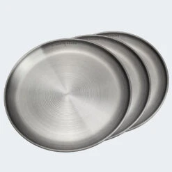 Assiette Plate De Camping | Diamètre Env. 23 Cm | Acier Inox | 3 Assiettes -Aventure Soldes assiette plate de camping diametre env 23 cm acier inox 3 assiettes 2
