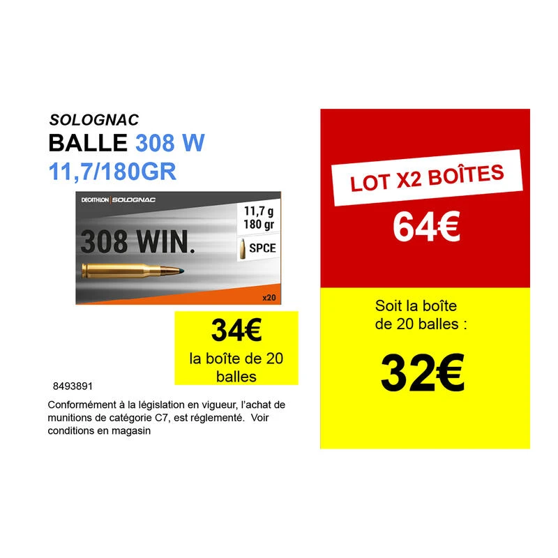 BALLE 308 W. 11,7g/180gr X20 4 BALLE 308 W. 11,7g/180gr X20 – Image 2