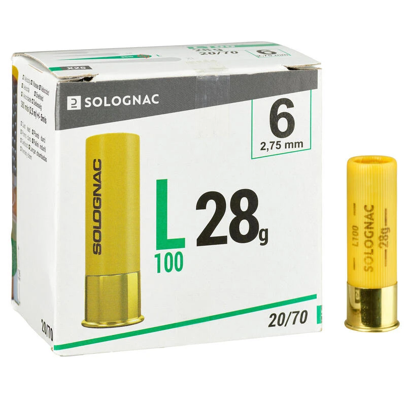 CARTOUCHE L100 28g CALIBRE 20/70 PLOMB N°6 X25 3 CARTOUCHE L100 28g CALIBRE 20/70 PLOMB N°6 X25