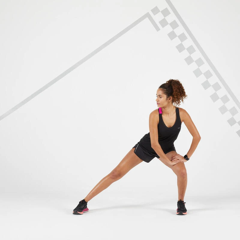 DEBARDEUR RUNNING FEMME RESPIRANT KIPRUN CARE NOIR ROSE 4 DEBARDEUR RUNNING FEMME RESPIRANT KIPRUN CARE NOIR ROSE – Image 2