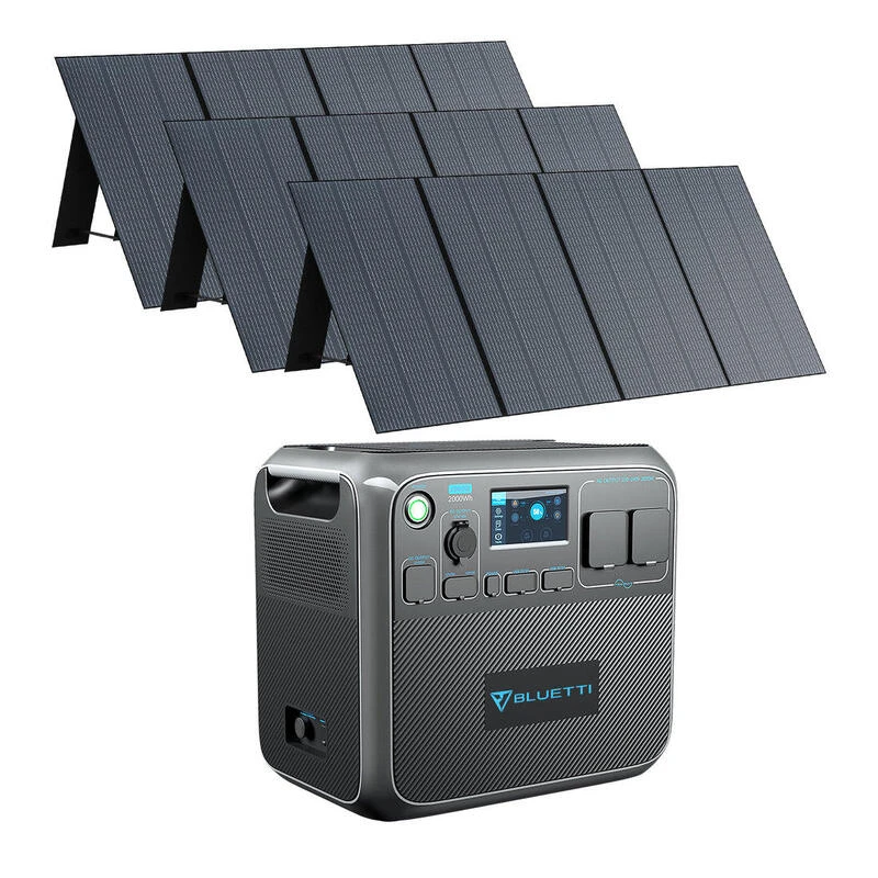 Générateur Électrique BLUETTI AC200P Avec 3 Panneau Solaire 350W PV350 3 Générateur Électrique BLUETTI AC200P Avec 3 Panneau Solaire 350W PV350