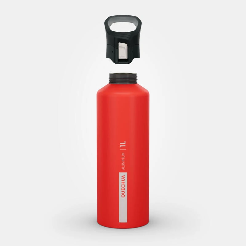 Quechua Gourde Alu 1L Avec Bouchon à Ouverture Rapide Pour La Randonnée - Rouge 4 Quechua Gourde Alu 1L Avec Bouchon à Ouverture Rapide Pour La Randonnée - Rouge – Image 2