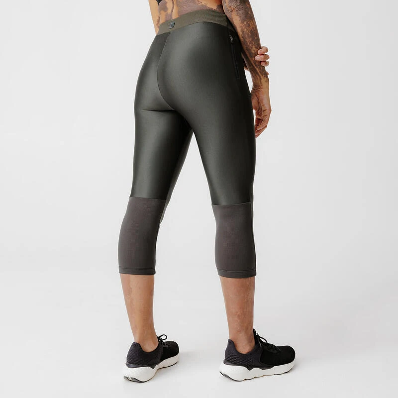 Legging Court Running Respirant Femme - KIPRUN Run 500 Dry Kaki Foncé 5 Legging Court Running Respirant Femme - KIPRUN Run 500 Dry Kaki Foncé – Image 3