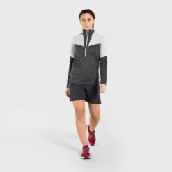 MAILLOT DE TRAIL RUNNING MANCHES LONGUES SOFTSHELL FEMME GRIS -Aventure Soldes maillot de trail running manches longues softshell femme gris 6