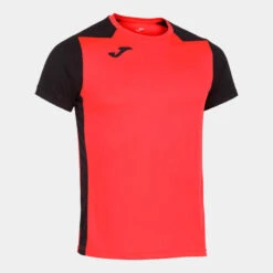 Maillot Manches Courtes Homme Joma Record Ii Corail Fluo Noir