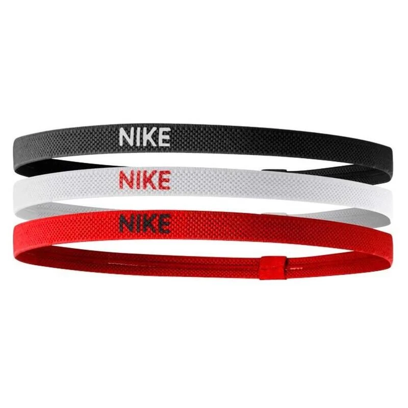 Nike Elastic Hairbands 3Pk Noir Blanc Rouge Adulte 3 Nike Elastic Hairbands 3Pk Noir Blanc Rouge Adulte