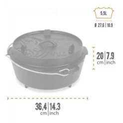 Petromax Dutch Oven FT6-6QT (avec Pieds) Ensemble - Poêle + Conditionneur + -Aventure Soldes petromax dutch oven ft6 6qt avec pieds ensemble poele conditionneur 2