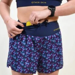 Short Course à Pied Femme Bleu Floral Ecoresponsable -Aventure Soldes short course a pied femme bleu floral ecoresponsable 2