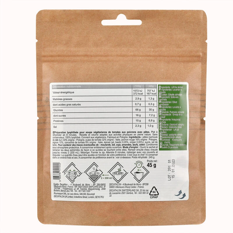 Soupe Lyophilisée Végétarienne - Tomates Poivrons Pâtes - 45 G 5 Soupe Lyophilisée Végétarienne - Tomates Poivrons Pâtes - 45 G – Image 3