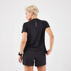 Kalenji T-shirt De Running Respirant Femme - KIPRUN Run 100 Noir -Aventure Soldes t shirt de running respirant femme kiprun run 100 noir 3