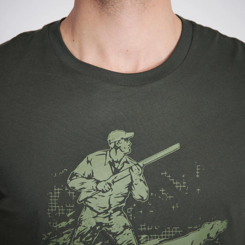 T-shirt Manches Courtes Chasse Coton Homme - 100 Chien Arrêt Vert 7 T-shirt Manches Courtes Chasse Coton Homme - 100 Chien Arrêt Vert – Image 5