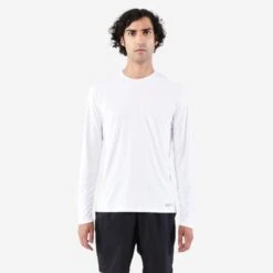 T-shirt Manches Longues De Running Anti-UV Homme - KIPRUN Dry 500 UV Blanc