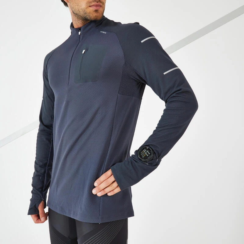 T-SHIRT RUNNING MANCHES LONGUES HIVER HOMME - KIPRUN WARM LIGHT BLEU FONCE 5 T-SHIRT RUNNING MANCHES LONGUES HIVER HOMME - KIPRUN WARM LIGHT BLEU FONCE – Image 3