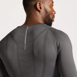 T-SHIRT RUNNING MANCHES LONGUES HIVER RESPIRANT HOMME KIPRUN SKINCARE GRIS -Aventure Soldes t shirt running manches longues hiver respirant homme kiprun skincare gris 4