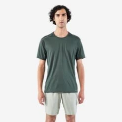 T-shirt Running Respirant Homme - Dry+ Vert Foncé