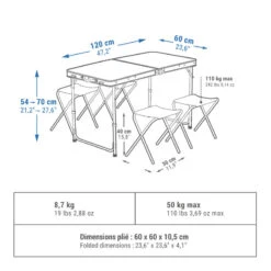 Quechua TABLE DE CAMPING PLIANTE - 4 TABOURETS - 4 À 6 PERSONNES 13 Quechua TABLE DE CAMPING PLIANTE - 4 TABOURETS - 4 À 6 PERSONNES -Aventure Soldes table de camping pliante 4 tabourets 4 a 6 personnes 1