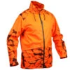 VESTE CHASSE RESISTANTE IMPERMEABLE ORANGE FLUO SUPERTRACK 100 -Aventure Soldes veste chasse resistante impermeable orange fluo supertrack 100