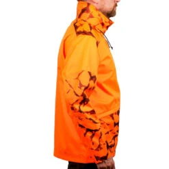 VESTE CHASSE RESISTANTE IMPERMEABLE ORANGE FLUO SUPERTRACK 100 -Aventure Soldes veste chasse resistante impermeable orange fluo supertrack 100 3
