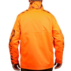 VESTE CHASSE RESISTANTE IMPERMEABLE ORANGE FLUO SUPERTRACK 100 -Aventure Soldes veste chasse resistante impermeable orange fluo supertrack 100 4