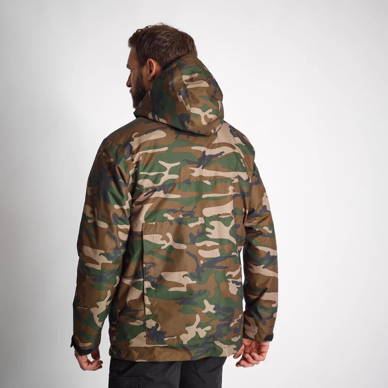 VESTE IMPERMEABLE CHAUDE 100 CAMO WOODLAND 4 VESTE IMPERMEABLE CHAUDE 100 CAMO WOODLAND – Image 2