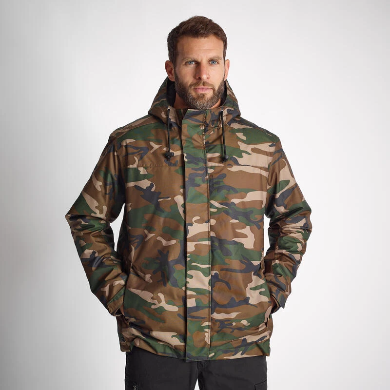 VESTE IMPERMEABLE CHAUDE 100 CAMO WOODLAND 5 VESTE IMPERMEABLE CHAUDE 100 CAMO WOODLAND – Image 3