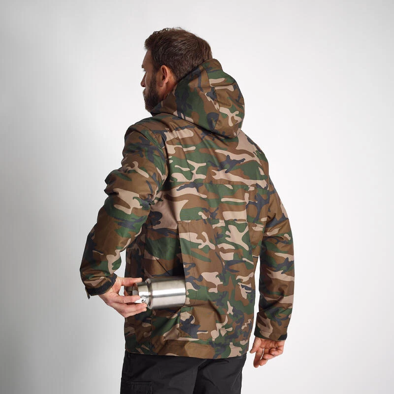 VESTE IMPERMEABLE CHAUDE 100 CAMO WOODLAND 7 VESTE IMPERMEABLE CHAUDE 100 CAMO WOODLAND – Image 5
