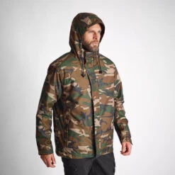 VESTE IMPERMEABLE CHAUDE 100 CAMO WOODLAND 21 VESTE IMPERMEABLE CHAUDE 100 CAMO WOODLAND -Aventure Soldes veste impermeable chaude 100 camo woodland 9
