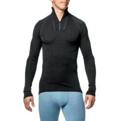 Woolpower Merino Base Layer Zip Turtleneck LITE - Vert Pin -Aventure Soldes woolpower merino base layer zip turtleneck lite vert pin 3