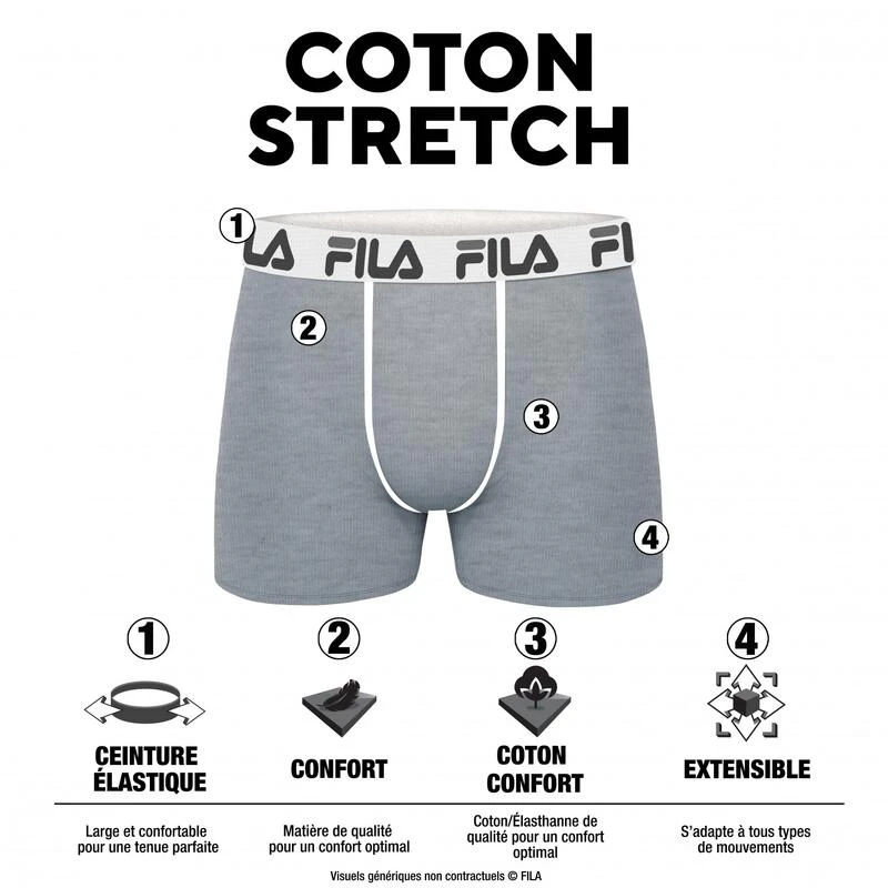 X2 Boxers Noir/Gris Homme Fila FU5040 4 X2 Boxers Noir/Gris Homme Fila FU5040 – Image 2